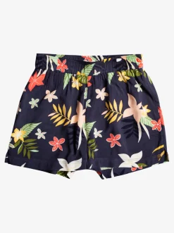 Femme Roxy Blue Ocean Floor - Short Taille Elastique Pour Fille 4-16