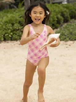 Femme Roxy Flower Plaid - Maillot De Bain Une Piece Pour Fille 2-7 Ans