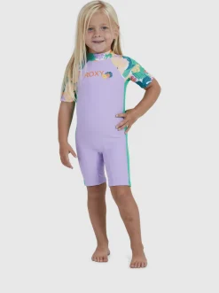 Femme Roxy Paradisiac Island - Lycra Zippe A Manches 3/4 Pour Fille 2-7 Ans